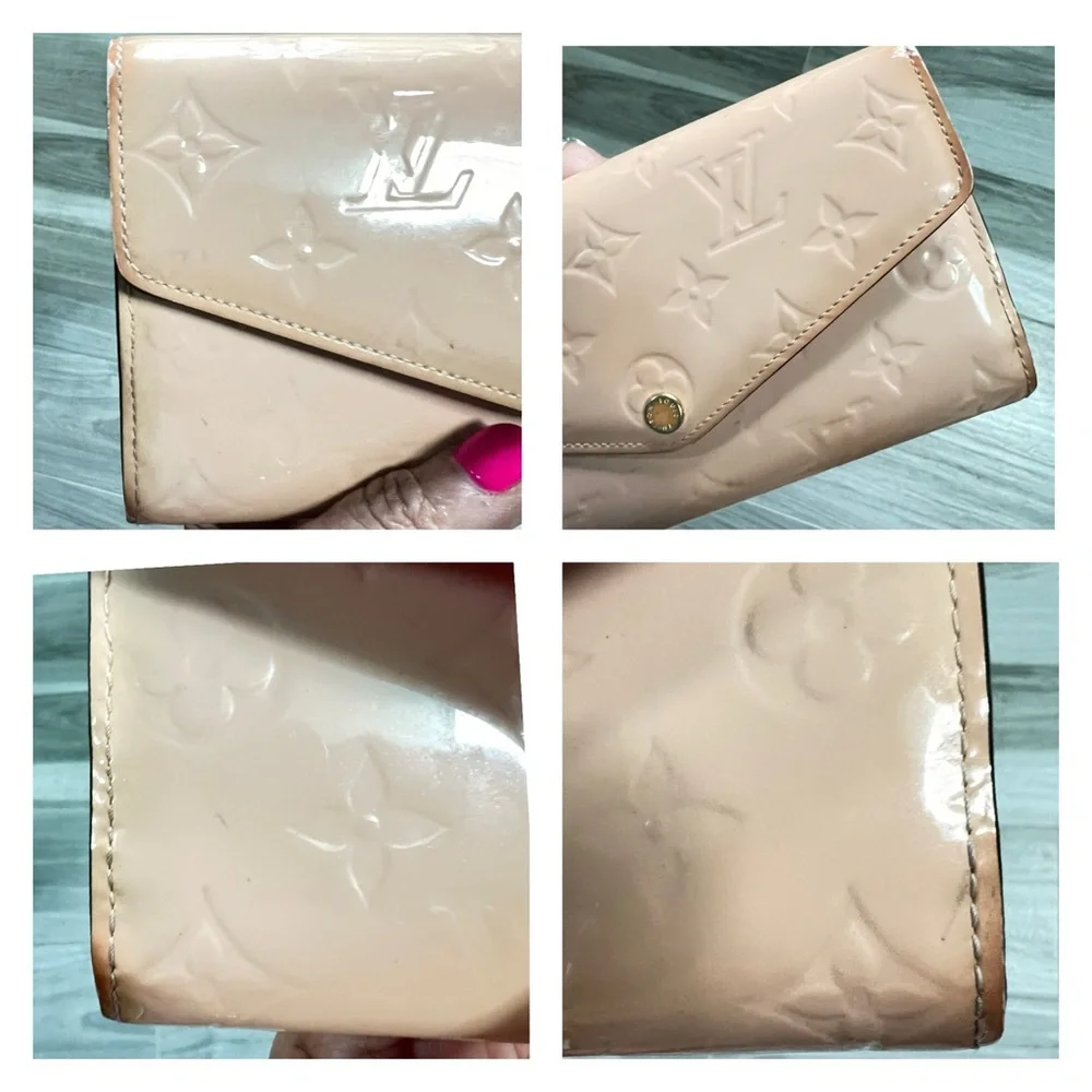 Louis Vuitton Monogram Vernis Portefeuille Sarah Long Wallet Rose Pink Authentic